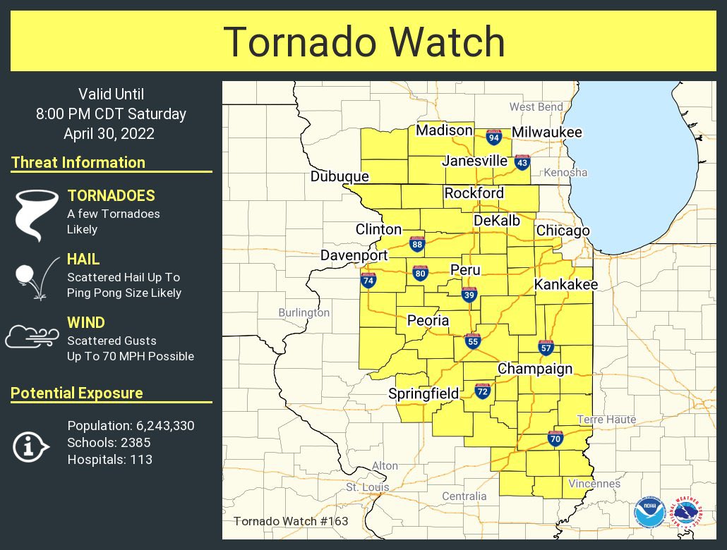 Joliet Weather Center 🇺🇦 on Twitter "TORNADO WATCH has been issued for