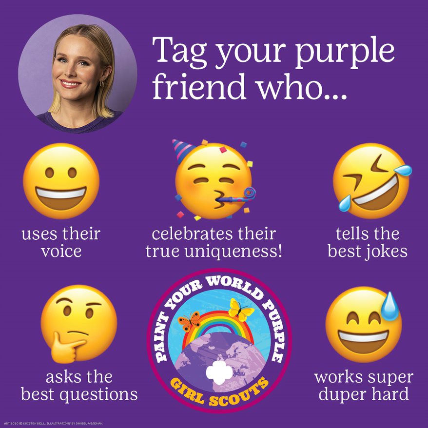 Tag all your besties in the comments and invite them to the biggest purple party ever! Register today for “<a href="/KristenBell/">OG Mickey</a> and Girl Scouts: Paint Your World Purple,” a virtual event on Thursday, May 19: bit.ly/3wxhtGQ <a href="/randomhousekids/">Random House Children's Books</a>