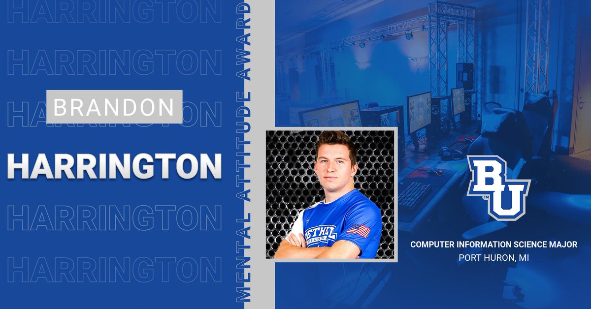 BUPilotsEsports's tweet photo. Bethel Esports is honoring our season award winners and today we have our Mental Attitude Award for all teams - Brandon "RedNinja" Harrington. Harrington, senior,  is the co-captain of the Overwatch team. (1/2) https://t.co/cIyUK9ubSC