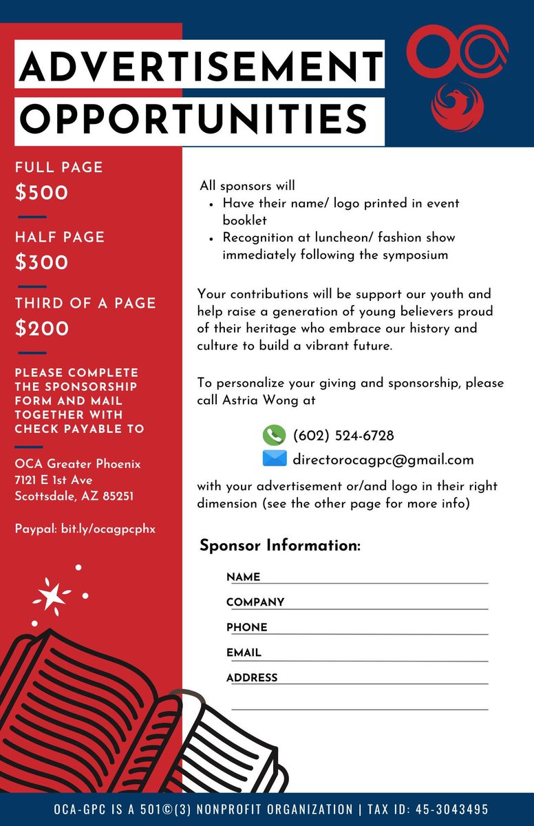 OCAGPC's tweet photo. Your support will benefit the AAPI community! If you want to assist Empowering Women, Embracing History or future events you can fill out a sponsorship form! 
Or, if you want your ad on the booklet, deadline is May 6. Contact us at directorocagpc@gmail.com with your info and ad. https://t.co/nYesUZHx2F