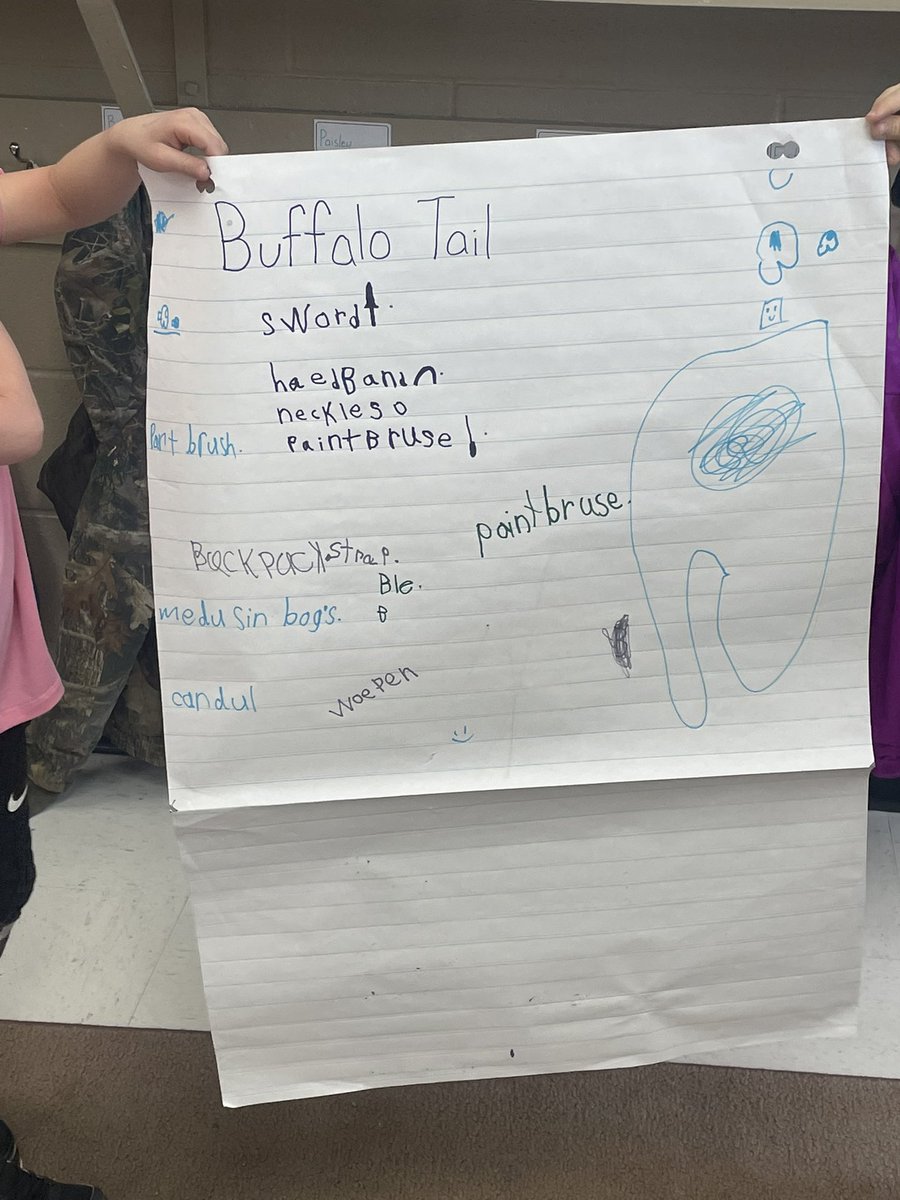 MrKlynesClass's tweet photo. Reflecting on Friday’s lesson, beginning the teaching of the Buffalo. I had groups of gr 1 students take turns at different centres WRITE down how they could use a “part” of the Buffalo. Don’t mind the spelling, I’m beyond proud at this point in gr 1 they can do work like this!! https://t.co/AwNxjh4k9x