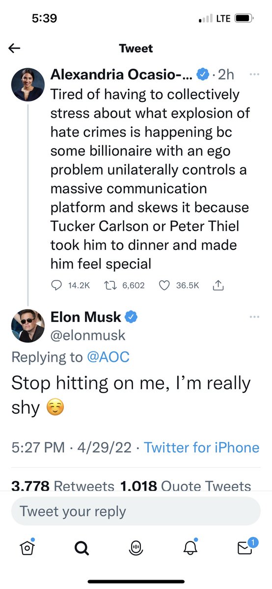 Elon Musk: Provides internet to war torn country free of charge.

AOC: Here's a YouTube makeup tutorial.