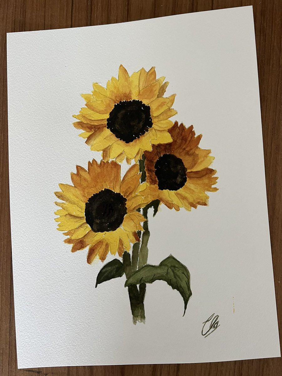 #SunflowersForUkraine para esta tarde de acuarela… 
#watercolor 😍
