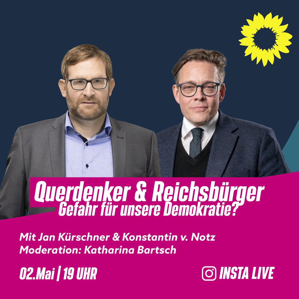 Mit <a href="/KonstantinNotz/">Konstantin v. Notz</a> am Montag, 19:00 h, zu Querdenkern und Reichsbürgern. #gruenesh