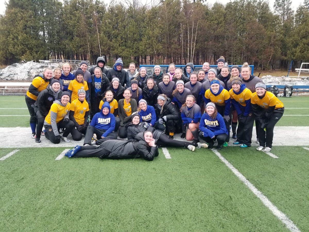 A great day to be a SAINT! 💙⚽️💛

The warmth of friendships and teammates got us through the cold, windy rain today!!  Proud to be their coach (past and present)!!
#onceasaintalwaysasaint 
#lovetheseSaints

<a href="/CSSsaints/">St. Scholastica Athletics</a> 
<a href="/StScholastica/">St. Scholastica</a> 
<a href="/ScholasticaAlum/">St. Scholastica Alumni Association</a>
