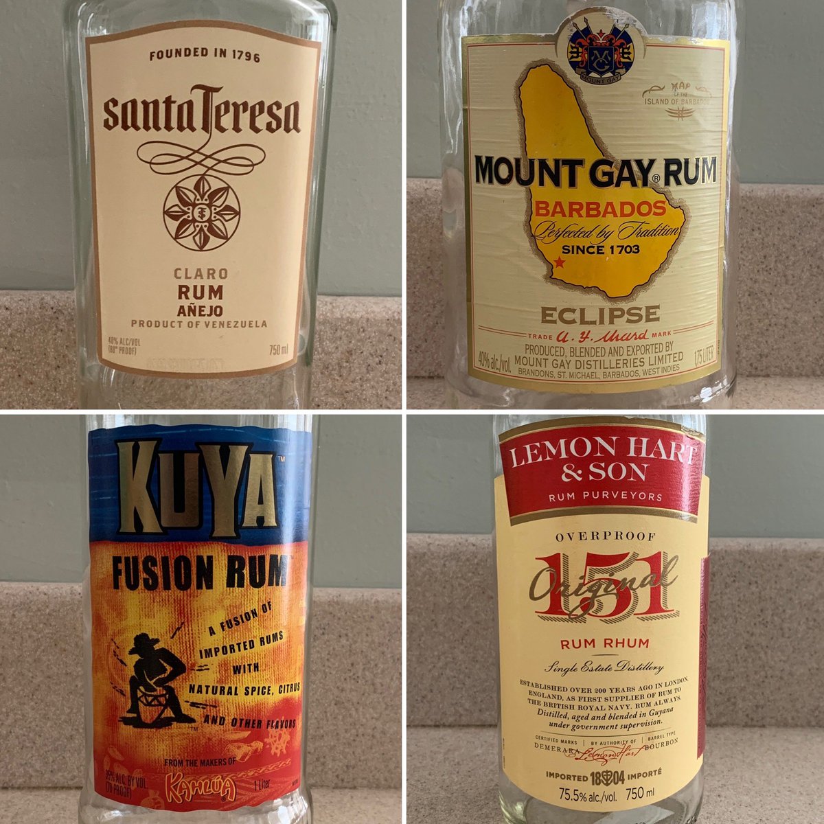 therumtrader's tweet photo. The collection got a little smaller 
this week. Fair well friends. 😀

#rumrhumron #drinkmorerum #drinkwell #drinkstagram #homebartender #rumisfun #rumtime #rumcollector #rumcollection #rumfamily #rumlove #therumtrader #emptybottles https://t.co/LKafMpHxNx