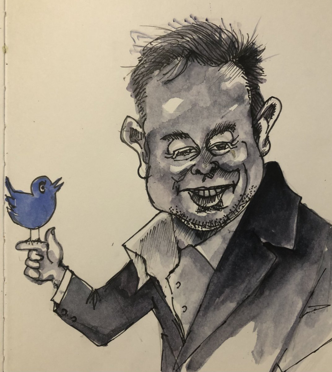 junerobin's tweet photo. A bird in the hand is worth 2 in the bush 🐦!
#DrawElonMusk @MartinRowson #thedailysketch https://t.co/RdXGaoq9ak