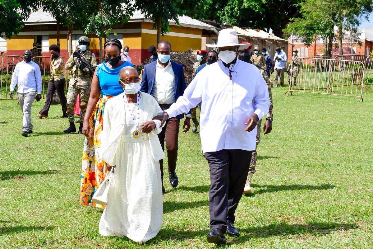 I attended a thanksgiving mass for Ms Anna Nakampi at St Mary's Catholic Parish Church, Kijaguzo in Nakaseke District. Ms Nakampi was among the good people here that fed us, cared for us &amp; protected us during the liberation war. She is a living hero. I have given her a medal.