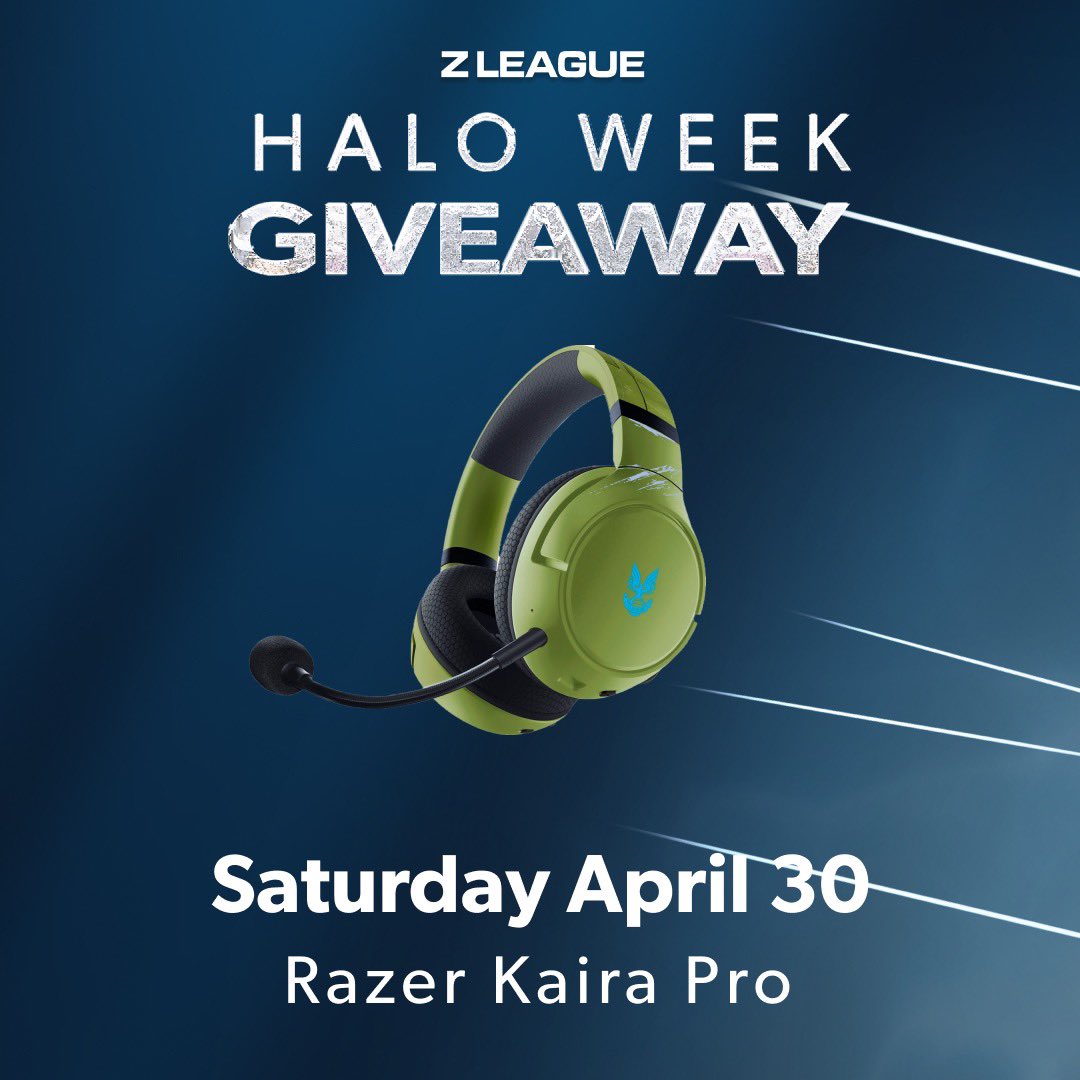 ZLeaguegg's tweet photo. The fun don’t stop!! Day 4 of Giveaways is here! Play in any Halo tournament today and you're automatically entered to win this Razer Kaira Pro
👇🏽
https://t.co/d5WzbAzLyJ
#HaloWeek #ZLeague https://t.co/P8Ym1FL0AW