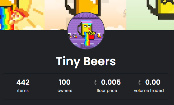 tinybeers_nft's tweet photo. 100 Uniqe Owners! 
Grab your beer while it's still early!

Contract: https://t.co/JjcXsbwg3h
Discord: https://t.co/bZWqPbXAiT https://t.co/y8jnB3DpEE