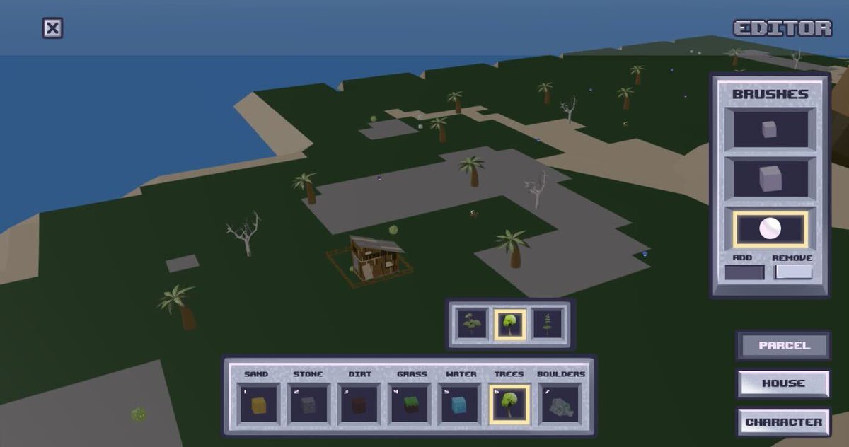 AdaRealm's tweet photo. Massive Unity Developments 
This is a mockup for editor user interface, it's designed to ensure intuitive user experience and showing all the functionalities. The design is inspired by the current Ada Realm platform and references pixelart and voxel design. 
#cnft @LazyLlamasCNFT https://t.co/ZeGq88apLH