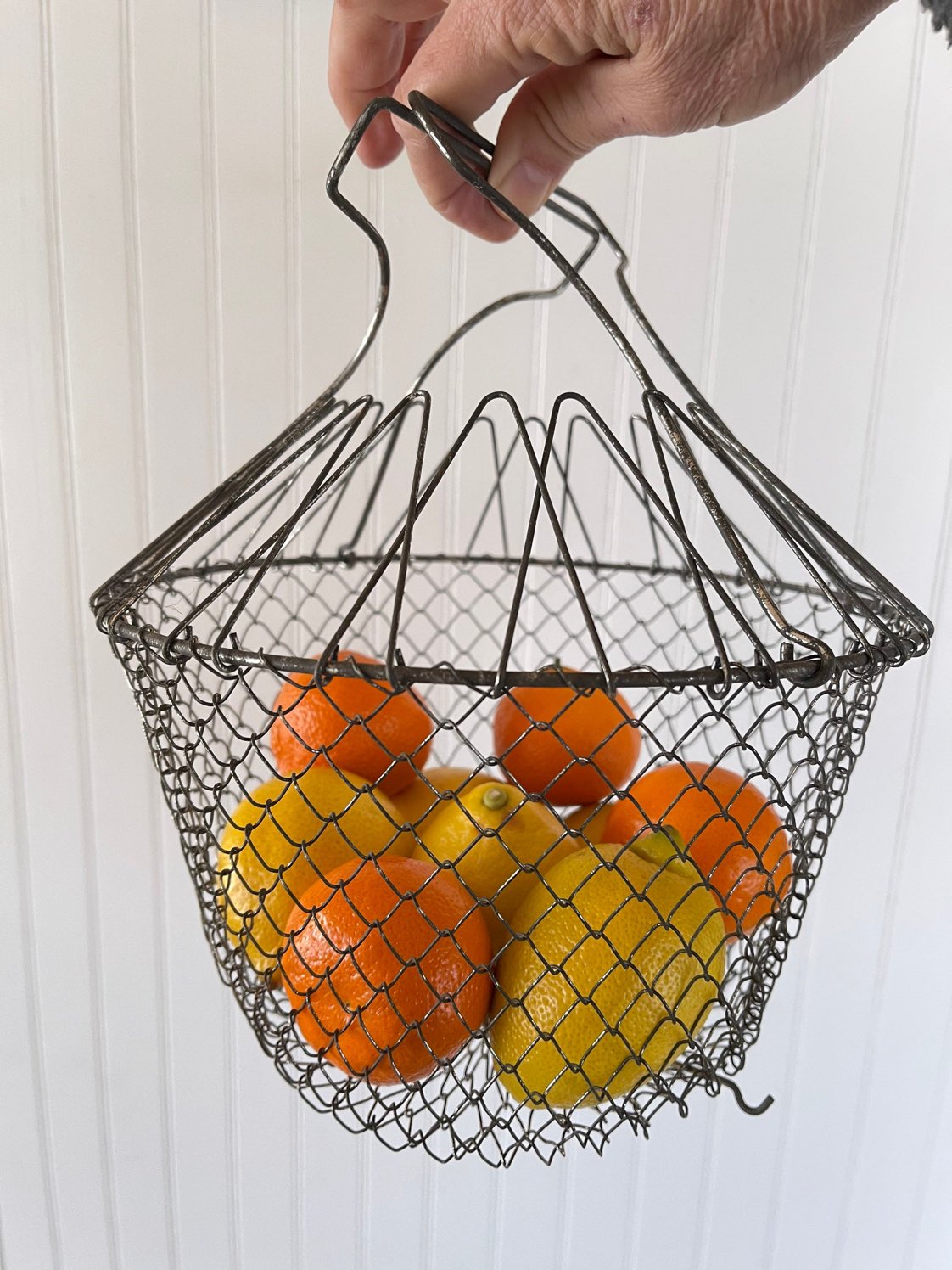 Old wire and mesh egg basket