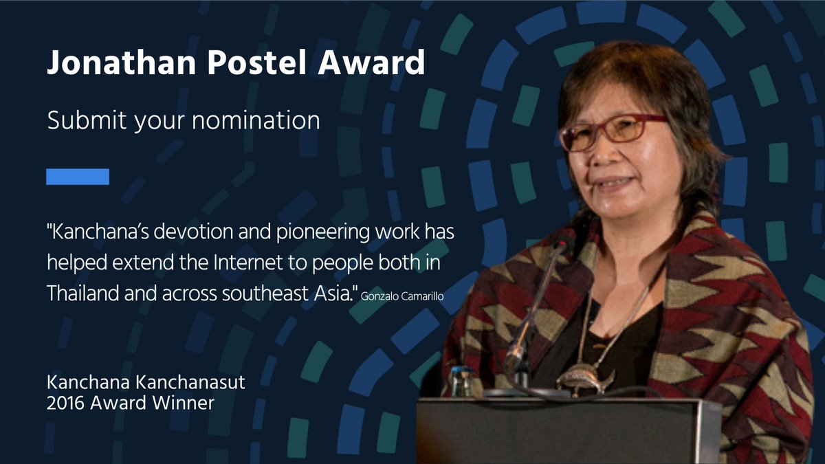 "Kanchana’s devotion and pioneering work has helped extend the Internet to people both in Thailand and across southeast Asia."-Gonzalo Camarillo 
Kanchana Kanchanasut
2016 Award Winner
