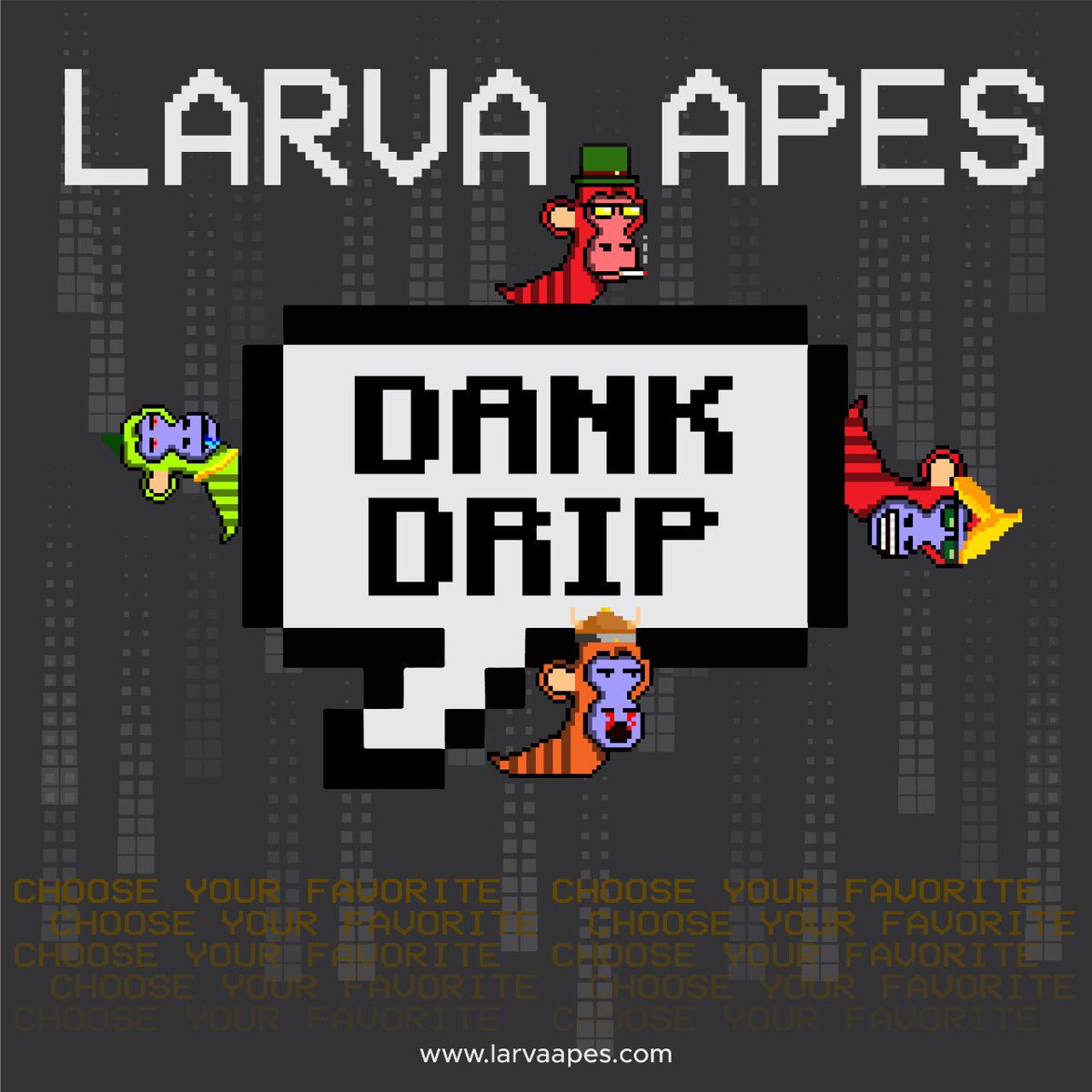 If you haven’t started playing with our Larva Apes, then this is the moment!
Start interacting, minting and getting addicted to our collection..

..it will be worth it!
📍larvaapes.com

#NFT #Giveaway #NFTLarvaAPEs #NFTs #NFTGiveaway