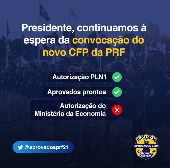 MayVasconcello's tweet photo. Precisamos URGENTEMENTE da ajuda dos senhores para a convocação da turma 2! ⚠️⚠️ ÚLTIMA SEMANA para nomeação em 2022 ⚠️⚠️

@MinEconomia
@jairbolsonaro
@casacivilbr
#CaioCastelliano

#SóFaltaAEconomia
#ConvocaT2PRF https://t.co/40ZHl9hBdx