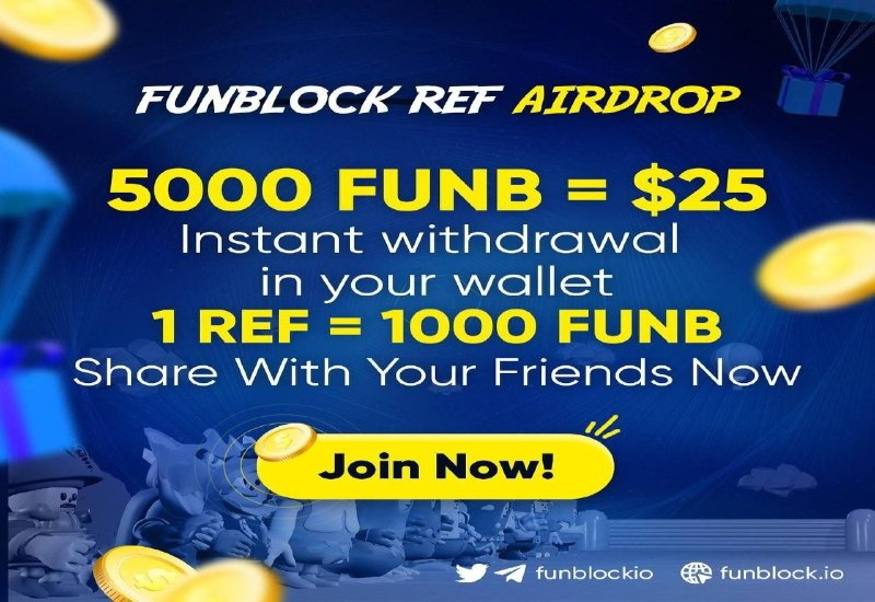 freecoins24's tweet photo. #Airdrop:🔥Funblock Airdrop🔥
Reward pool:💰5000 $FUNB💰
Referral: YES
Rate: ⭐️⭐️⭐️⭐️(4/5) 

🔹Go to Airdrop Bot
🔹Complete all the social tasks
🔹Share your ref link to earn more!

🛠 Telegram, Twitter &amp; others

🌐 Claim your Airdrop: 
https://t.co/zvdDVpQFTe

#Airdrop #Funblock https://t.co/zFdWSfRW1p
