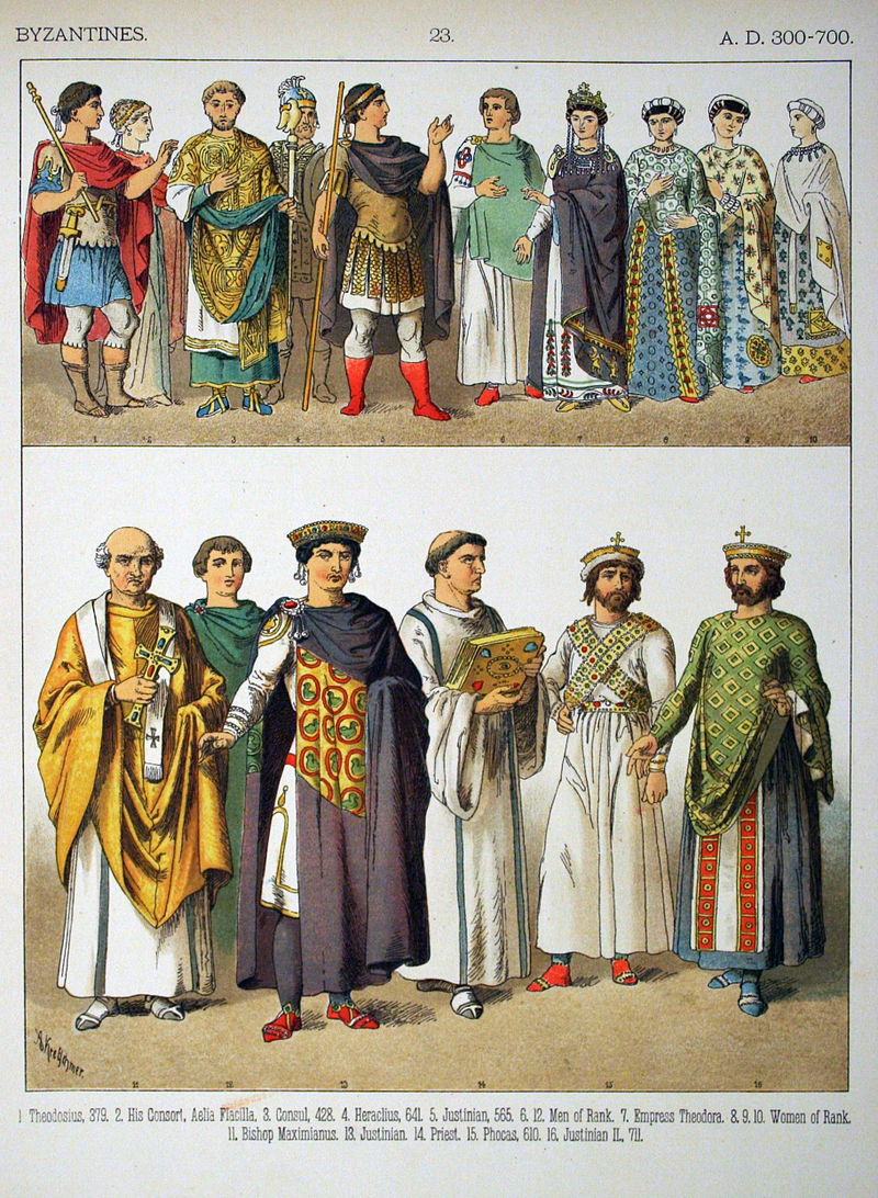 Ghost of Hellas on X: Clothing of the Byzantine Empire was similar to that  of Ancient Rome. Rich citizens of the Byzantine Empire had very colorful  clothing.  / X