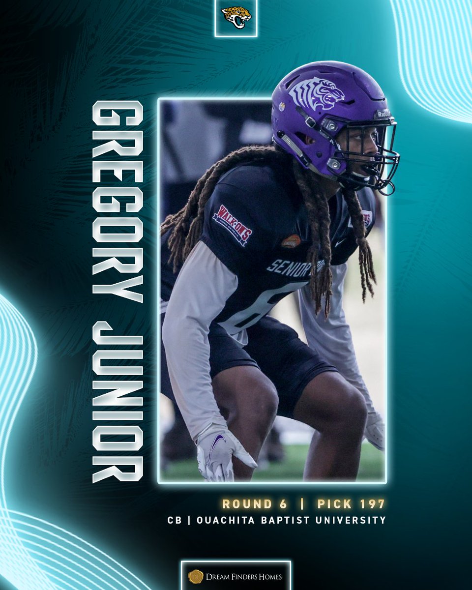 With the 197th pick in the 2022 NFL Draft, the Jacksonville Jaguars select Ouachita Baptist University CB Gregory Junior!

<a href="/Dream_Finders/">Dream Finders Homes</a> | #DUUUVAL