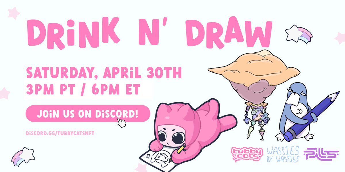 bywassies's tweet photo. Happy Weekend you Wassie's!

Frens from @tubbycatsnft 🐱 are making art and keeping the vibe nice w/ @TheBaphie 😈 and guest @Auldrobot from @pillsuniverse 😶‍🌫️

3pm PDT / 10pm UTC +0 @ https://t.co/iH1YXVEjOp

Join our Tubby frens for D&amp;D:
@sweetbread_eth
@sugoiNFT
@trolldart https://t.co/sM3aeWBOyc