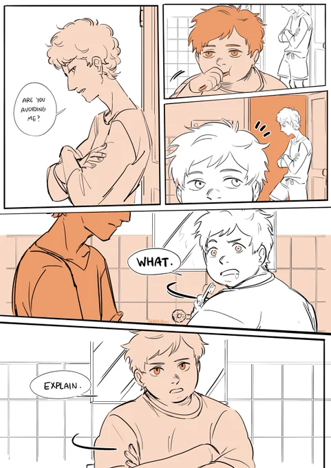 a little comic about established kyman who keep missing each other due to their adult schedules and how it sucksdedicated to  because that's us  (also loosely based on her kyman from The Weight) 