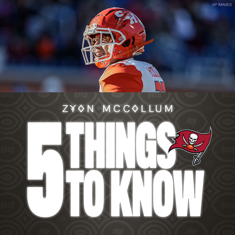 Buccaneers's tweet photo. Did you know @zyon_mccollum has a twin brother &amp; went to the same high school as WR Mike Evans?

5⃣ things to know about our new CB 👇