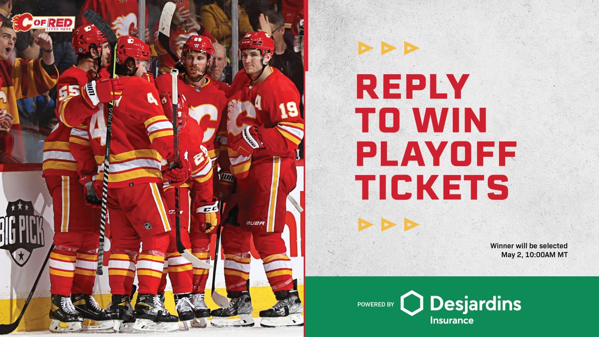 Calgary Flames (@nhlflames) on Twitter photo How would you like to win a pair of tickets to Game 1 on Tuesday night, courtesy of <a href="/DesjardinsGroup/">Desjardins Group</a>?!
Entering is simple:
- Reply with who you would bring to the game
- RT this post
- Make sure you're following us
It's that easy! How would you like to win a pair of tickets to Game 1 on Tuesday night, courtesy of <a href="/DesjardinsGroup/">Desjardins Group</a>?!
Entering is simple:
- Reply with who you would bring to the game
- RT this post
- Make sure you're following us
It's that easy!