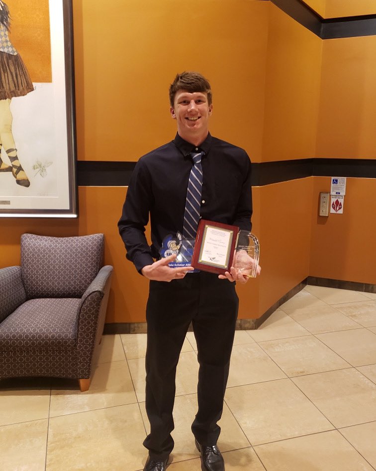 UD__Baseball's tweet photo. Congratulations to the Franchise himself, Mitchell Pomeroy, on being named the Wendt Character Athlete Of The Year!

#UDBaseball #SpartanNation https://t.co/rrg7pszPTt
