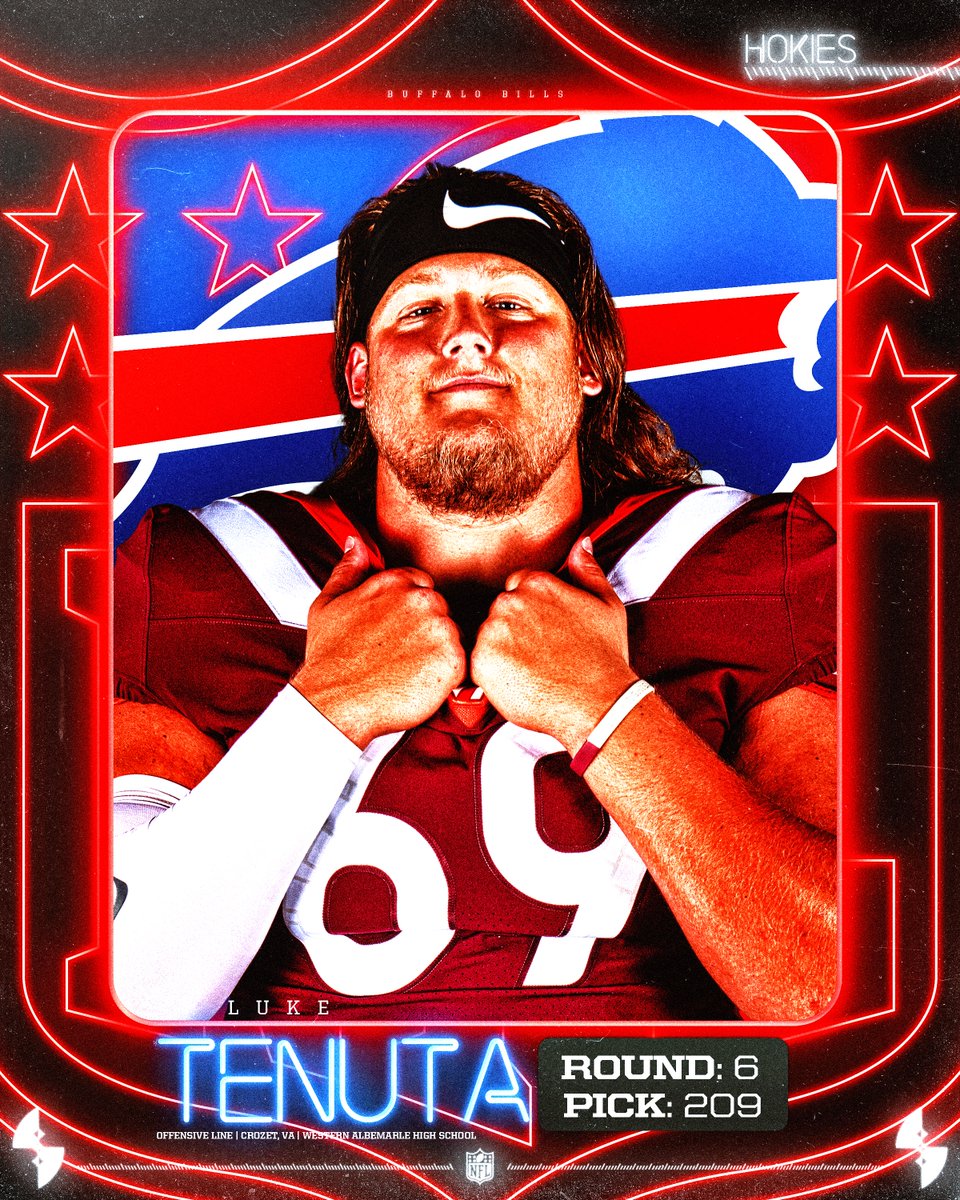 HokiesFB's tweet photo. 𝗕𝗶𝗹𝗹𝘀 𝗠𝗮𝗳𝗶𝗮 stand up 🗣

@luke_tenuta is off to the @BuffaloBills!!!!

#NFLDraft   | #NFLHokies | #BillsMafia https://t.co/QqrYlo0YFE