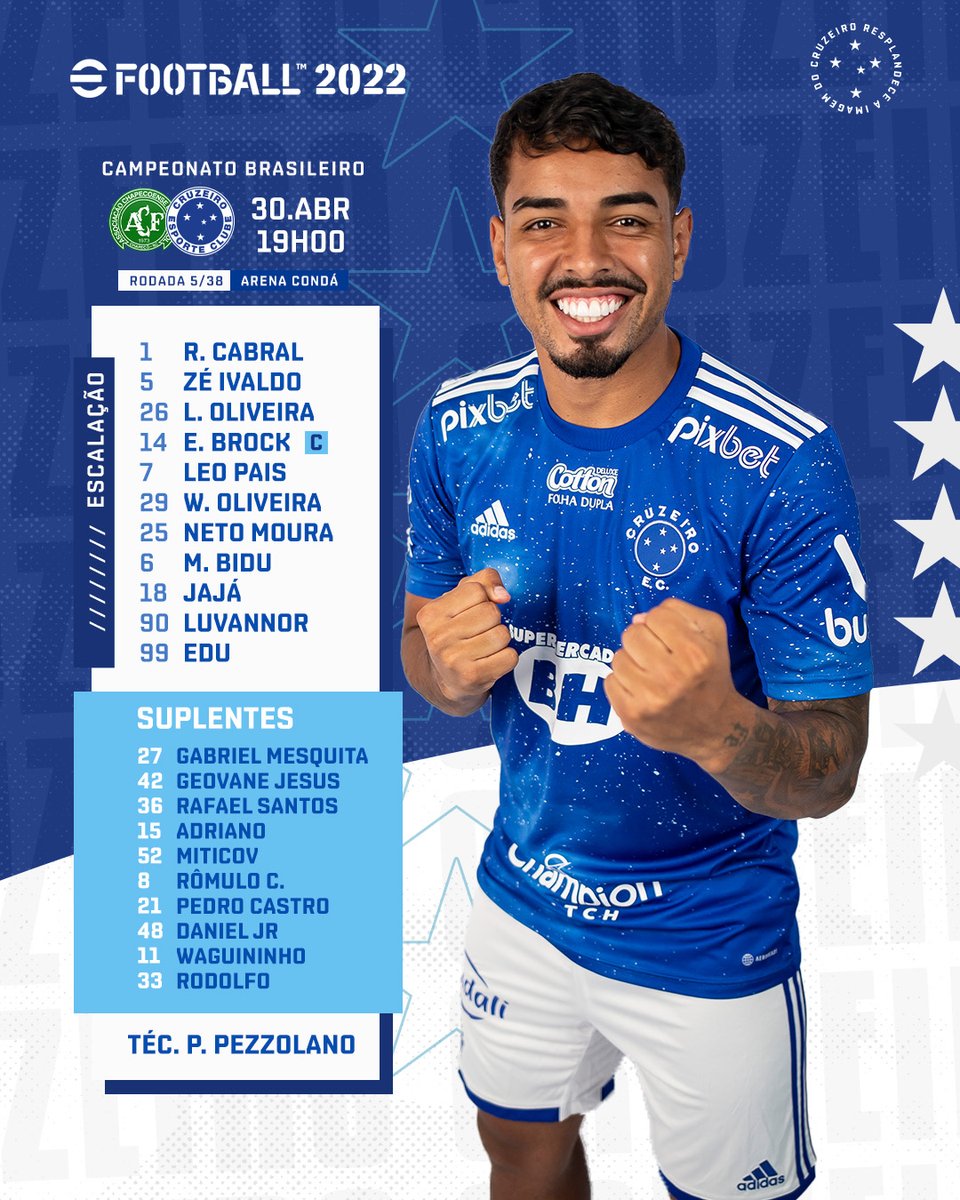 Cruzeiro's tweet photo. 🦊📝 ESTAMOS ESCALADOS PARA MAIS UMA BATALHA!

#CHAxCRU | #UmGiganteIncontestado https://t.co/XKl7ATL8aq