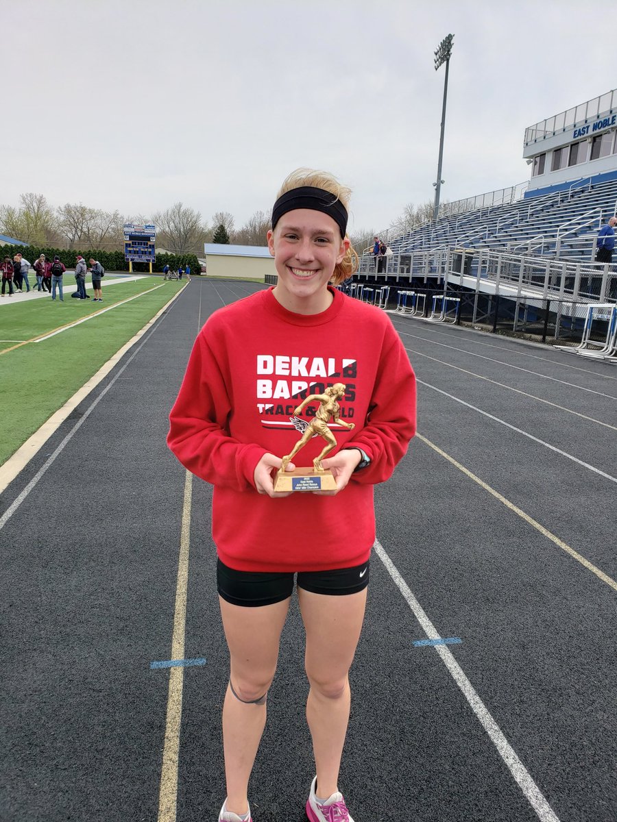 BaronXCountry's tweet photo. Great distance races today at East Noble. Lydia Bennett won the John Reed Mile and the Distance Medley Team of Lydia Bennett, Olivia Woodcox, Sam Slavin, and Abby DeTray also took the win. Carter Vangessel was only 1.05 seconds from also winning the Mile but a big PR of 4:31.01. https://t.co/EoZu82cOTp
