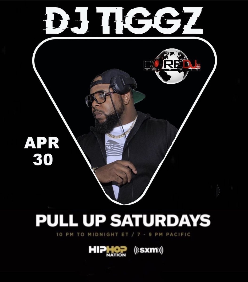 HipHopNation's tweet photo. Start your Saturday nights off right with #PullUpSaturdays—we're bringing you a different DJ every week! This week it's @Djtiggz_ .🔥
Tune in tonight at 10pm ET: https://t.co/ypatiw7T2f https://t.co/xkgCxuFBLk