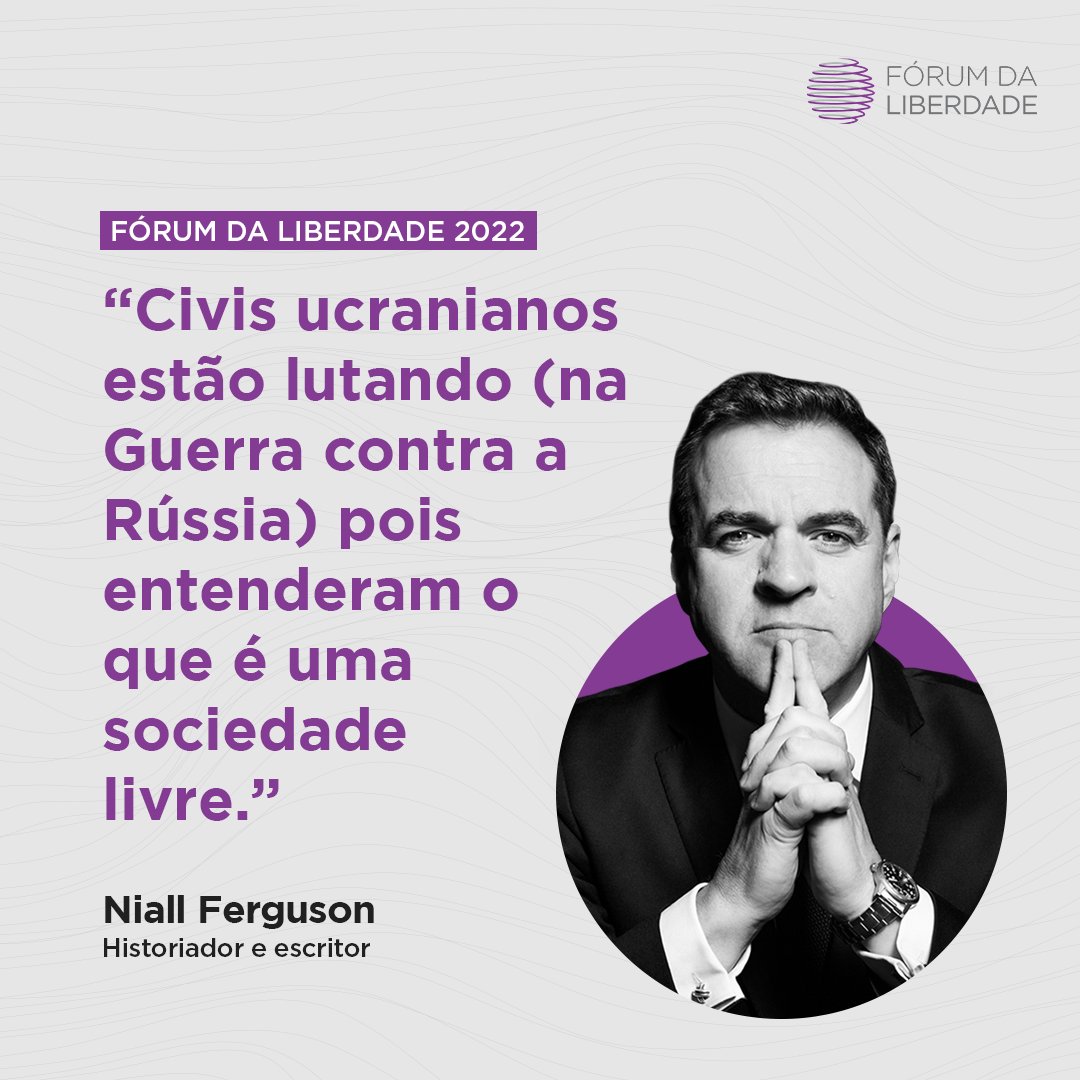 A palestra de encerramento do #FL2022 contou com a participação do historiador escocês Niall Ferguson. Em seu discurso,falou sobre a Guerra na Ucrânia serviu de exemplo. Você pode conferir o debate completo na plataforma Yazo: forumdaliberdade.yazo.com.br