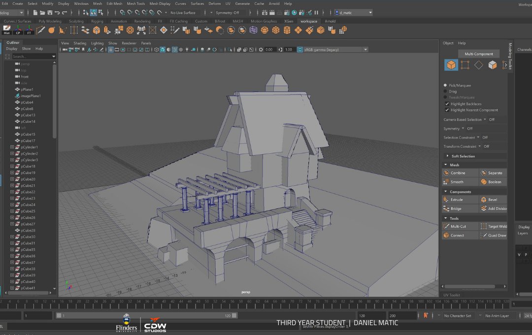 CDWStudios's tweet photo. Take a look at the initial stages of building a #3D model of a fantasy winery! Third year student, Daniel Matic created this basic design with #Maya from sketch. https://t.co/tOmwEp2DgU #Flindersuniversity #3Dmodel #3Dmodelling #digitalart #mayamodel #design https://t.co/6Y5zSC2ROb