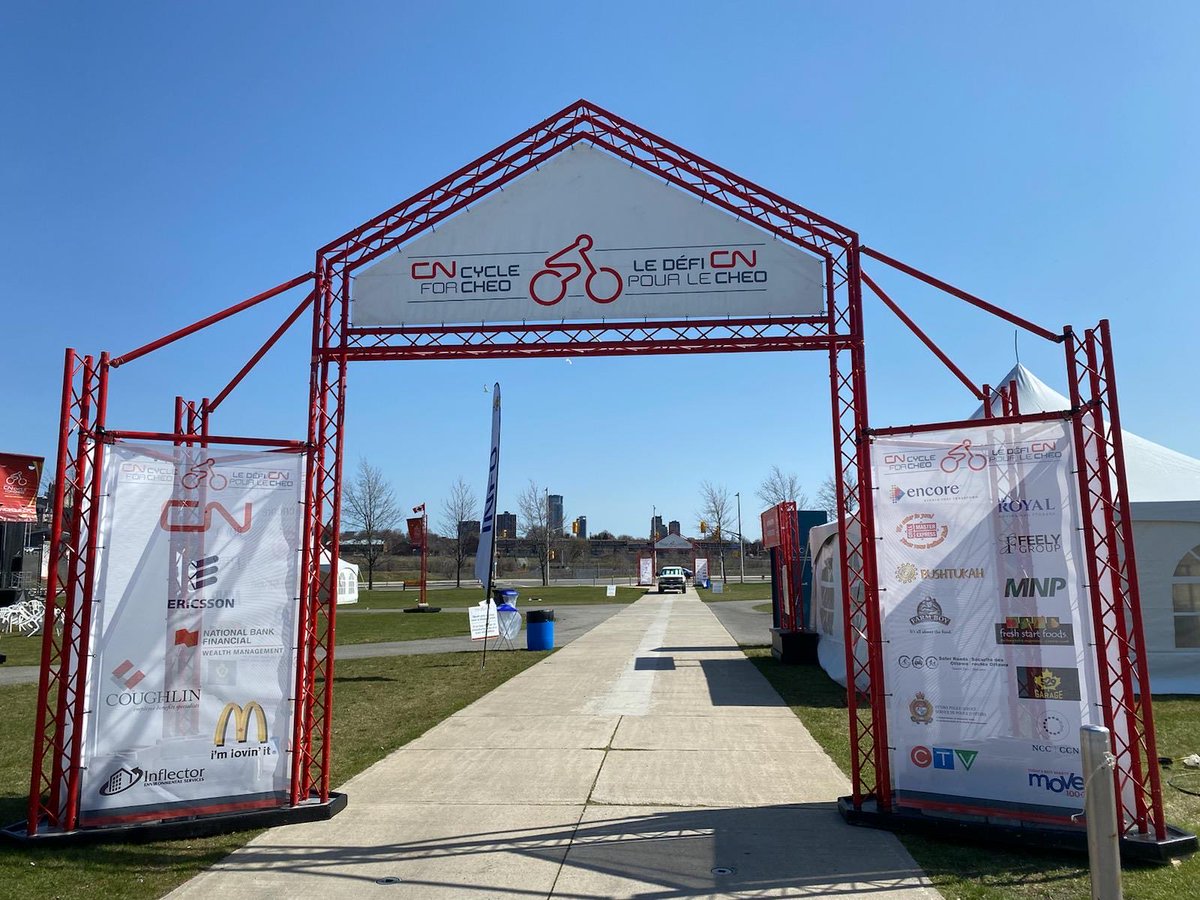 SaskieinON's tweet photo. Sneak peek this afternoon @ preparations for #cncycle for ⁦@CHEO⁩. It will be a beautiful day tomorrow to get some vit D, see some great people &amp; support the amazing work being doing for kids in our community battling cancer. #ottawa #CNInYourCommunity #DontForgetTheHelmets https://t.co/mc9QUF1JIx