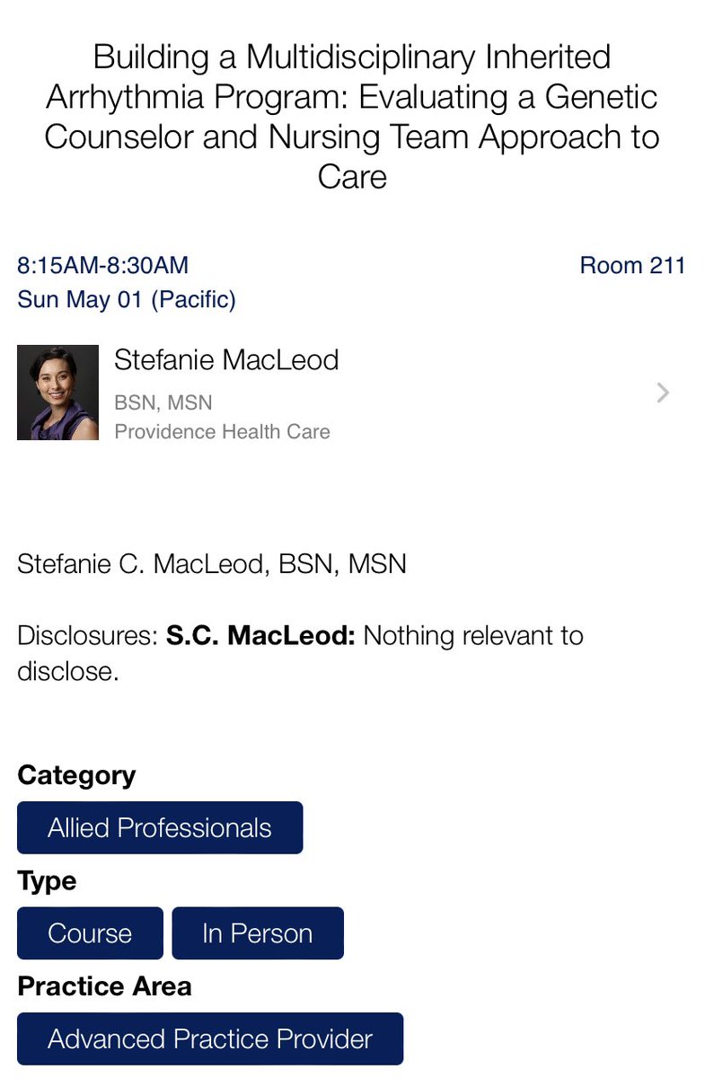 Want to learn about our multidisciplinary clinic? Come check out my talk tomorrow at 8:15. <a href="/Davies7B/">Brianna Davies </a> also has a talk after! #HRS2022