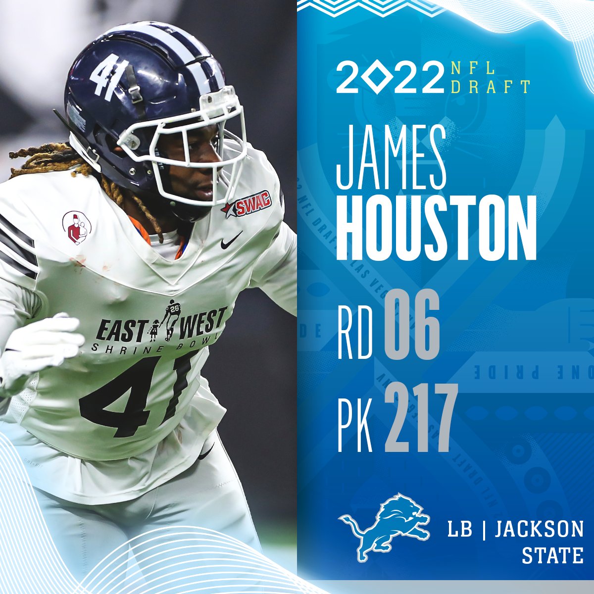 Jackson State University LB James Houston IV Selected by the Detroit Lions