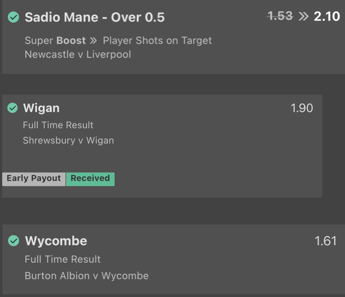 TipsRaw's tweet image. Today’s Winners 💰

8/10 bets won today including a big Acca win 👇

— Acca @ 8.99 ✅
— Wycombe @ 1.61 ✅
— Wigan @ 1.9 ✅
— Mane SoT @ 2.1 ✅
— Double @ 1.68 ❌
— Double @ 1.53 ✅
— Palace or Draw @ 1.53 ✅
— Lazio @ 1.5 ✅
— AZ @ 1.7 ❌

RT + LIKE for tomorrow’s bets ❤️