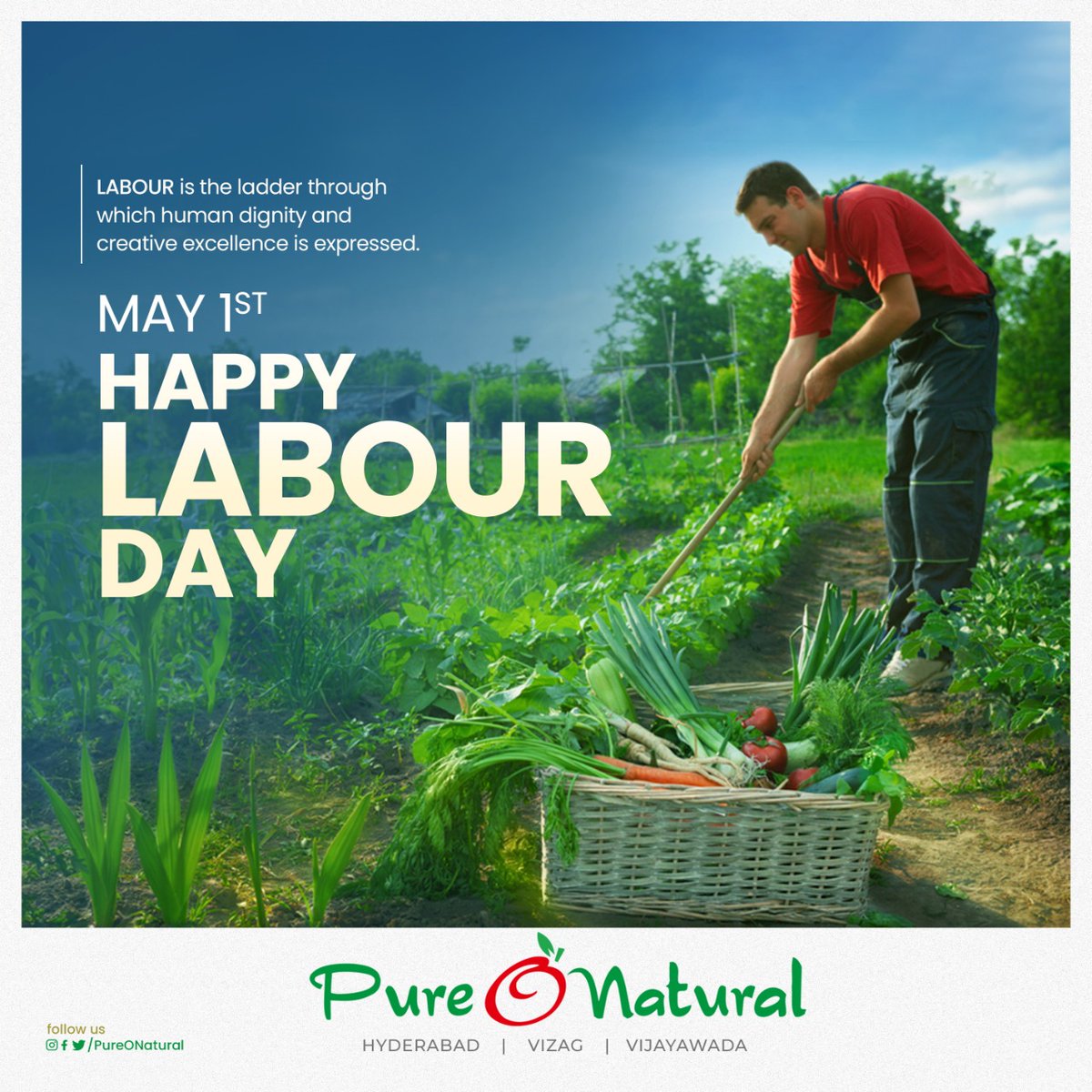 PureONatural_'s tweet image. Happy Labour Day who all helped to us bring fresh fruits and vegetables to your homes!!

#PureONatural #Fruits #Vegetables #Hyderabad #Vizag #Vijayawada