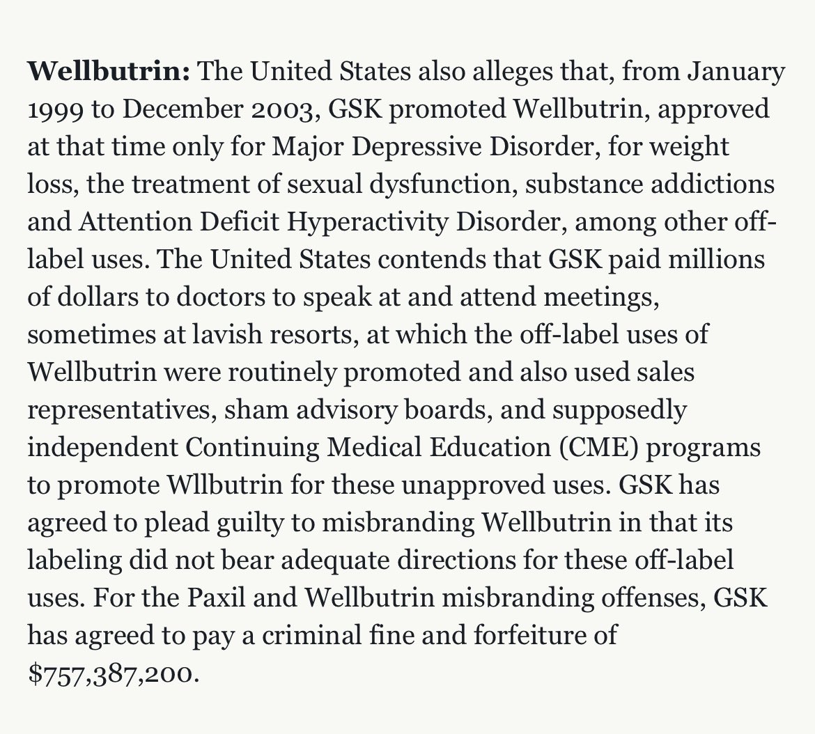 mpc85's tweet photo. @masonpelt @elonmusk @pmarca So why did @GSK get sued and pay billions for deceptively marketing Wellbutrin as an off label use for adhd?? https://t.co/jby4Y9iOHY #TheMoreYouKnow💫 https://t.co/PMgcxywnS1