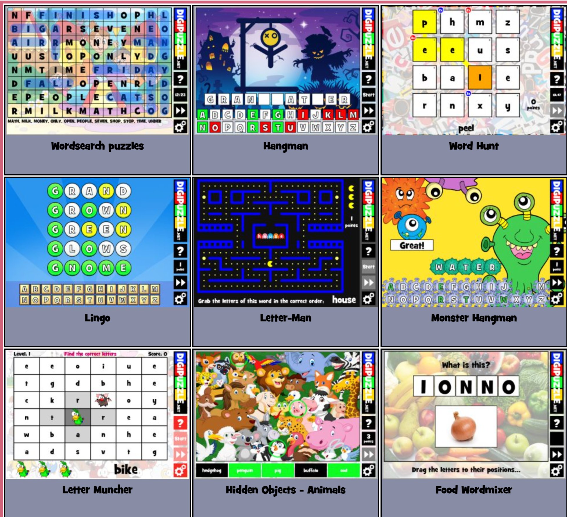 Access digipuzzle.net. Educational games and puzzles