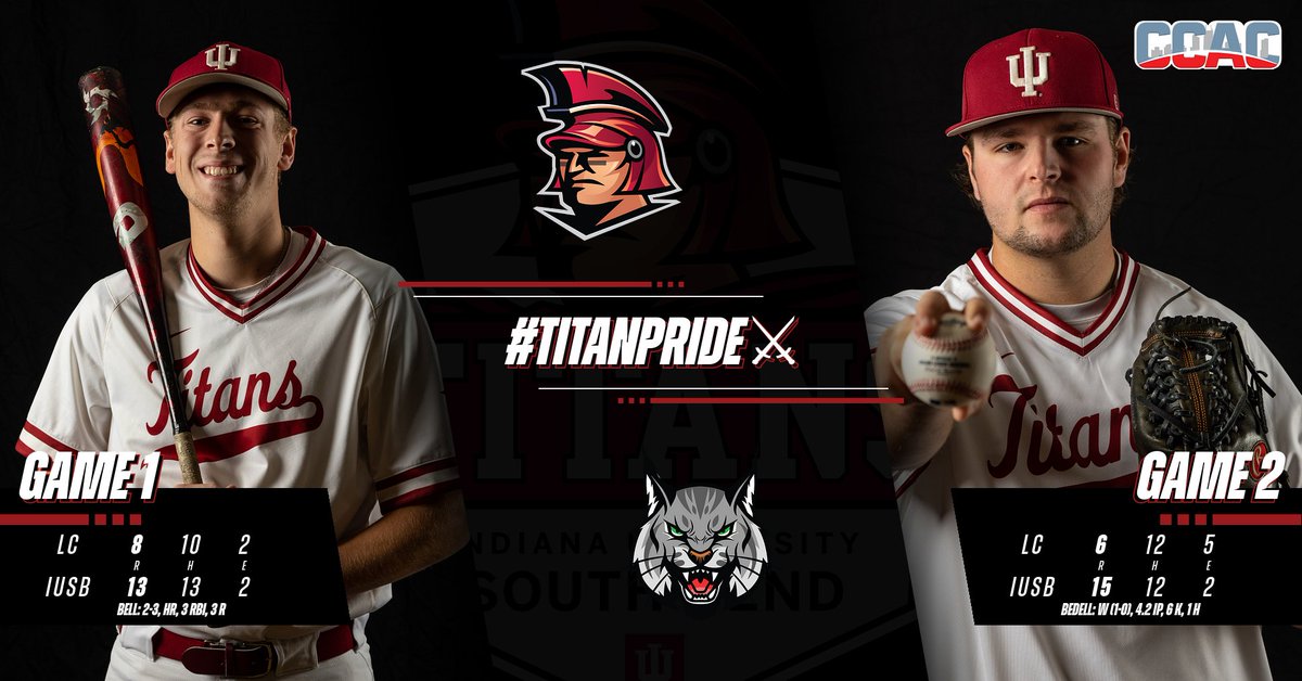 FINAL: <a href="/IUSBbase/">IUSB Baseball</a> sweeps the three-game series with Lincoln after a pair of wins in today's doubleheader!

Be sure to come out to The Rex for tomorrow's regular season finale at 3pm - the Titans take on Judson with a spot in the <a href="/CCACSports/">CCAC</a> Tournament on the line!

#TITANpride⚔️