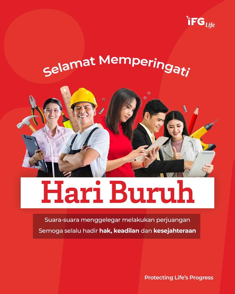 ifglife's tweet photo. Selamat memperingati Hari Buruh 2022

#LifeMin mau ngucapin terima kasih kepada para pekerja atas segala dedikasi untuk membawa perubahan baru bagi bangsa Indonesia. Kalian keren! 🤗🤗

#IFGLife
#ProtectingLifesProgress
#HariBuruh
#MayDay https://t.co/YWfIB1cL22
