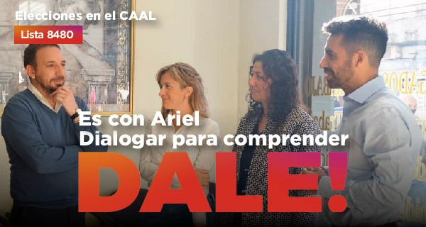 DialogoCAAL's tweet photo. Elecciones en el CAAL: El 5 de mayo es con Ariel.
Dialogar para comprender.
Votá Lista 8480. DALE! https://t.co/gUERCWYu4N