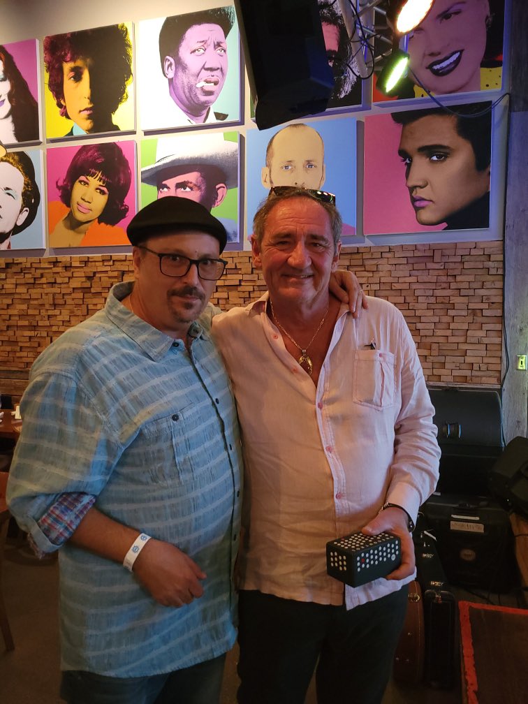 bobbydevito's tweet photo. At a recent gig with Mike Kach Band at the Blue Rooster in Sarasota. Greg absolutely LOVED his @prsguitars Silver Sky and had to show it to me and let me play it. He was always excited to talk music and gear and was just ON FIRE that night #gregpoulos #bluerooster https://t.co/bHr3ezcLCR
