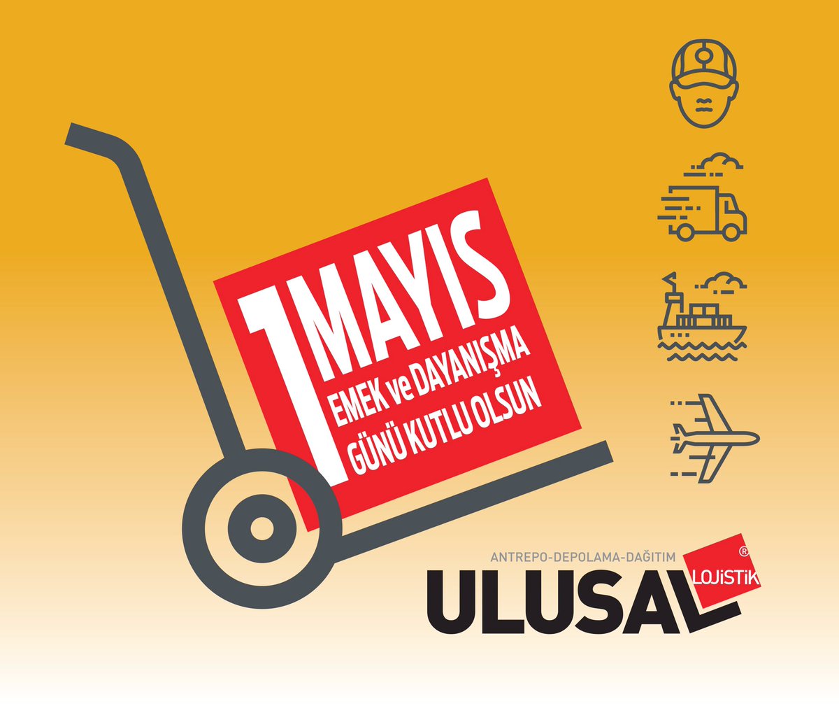 ulusallojistik's tweet photo. Tüm Emekçilerin 1 Mayıs Emek Ve Dayanışma Günü Kutlu Olsun. #ulusallojistik #1Mayıs #1mayısemekvedayanışmagünü https://t.co/9P3DM2NlXW