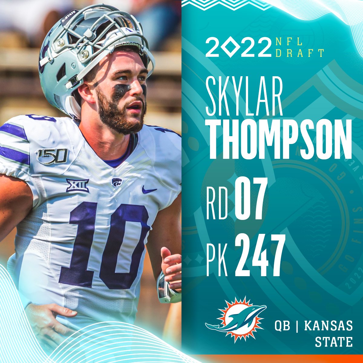 NFL on X: 'With the No. 247 overall pick in the 2022 @NFLDraft, the @ MiamiDolphins select Skylar Thompson! 