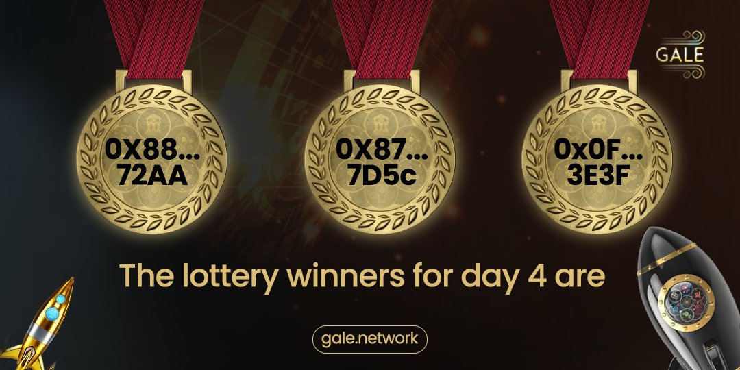 GaleNetwork's tweet image. Day 4 lottery was spectacular ,we had one wallet who was incredibly lucky. 
#Gale #Galenetwork #binance #bscgems #passiveincome #Nfts