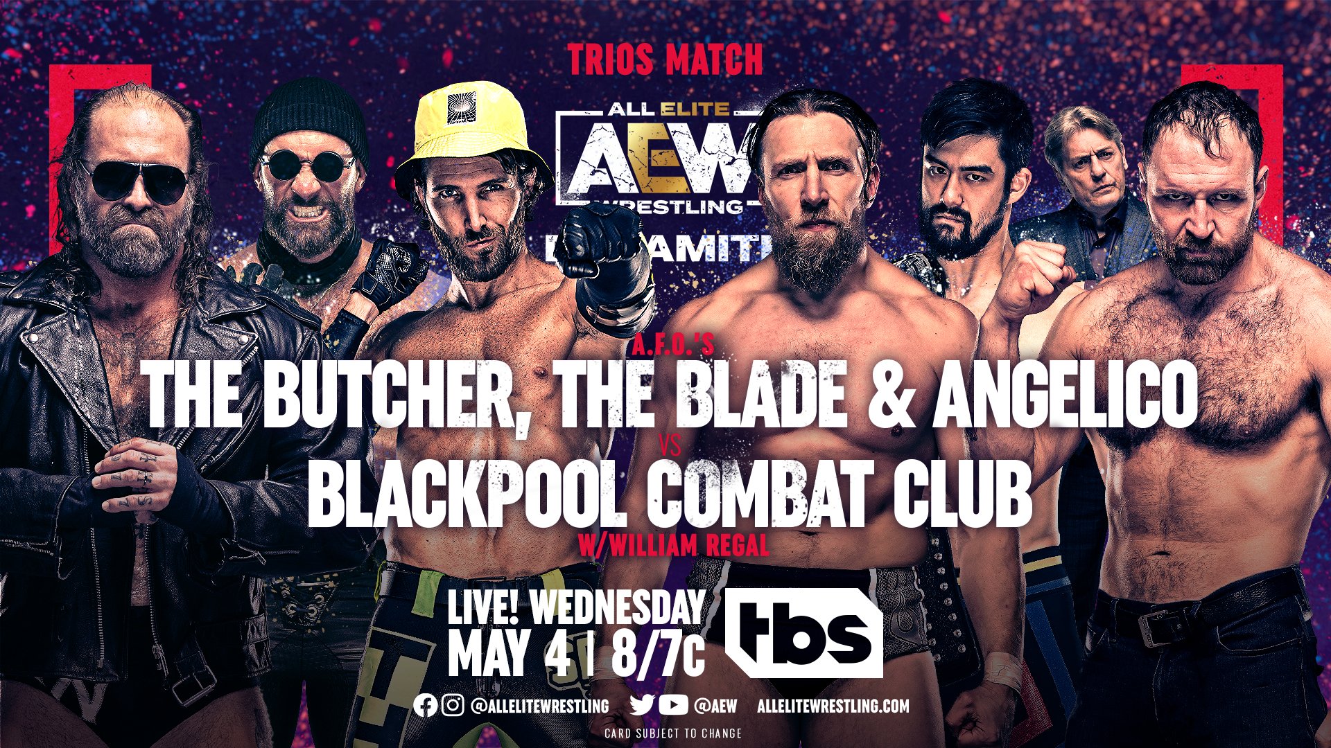 All Elite Wrestling on Twitter: "No rest for the #BlackpoolCombatClub as they continue their campaign of violence! This week they have their sights set on #AFO's Butcher @andycomplains, @BladeofBuffalo & @AngelicoAAA. Tune