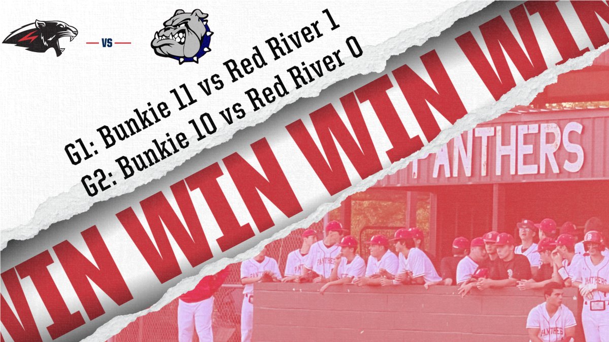 Bunkie Baseball WINS two today to advance to the Quarterfinals!! #PantherPride #GoBigRed