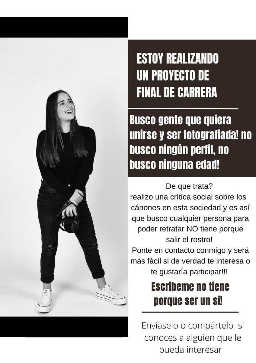 Creo que queda claro, pero busco gente para un proyecto muy guay! Cualquier cosa, cualquier duda o si queréis más información, contactad conmigo por instagram! @criisgonz_